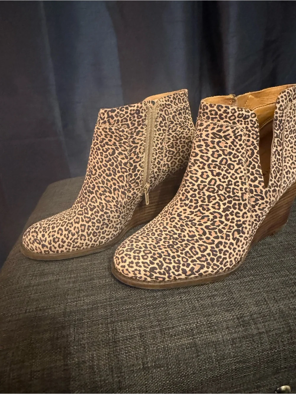 Lucky Brand Leopard Print Wedge Ankle Booties - Women